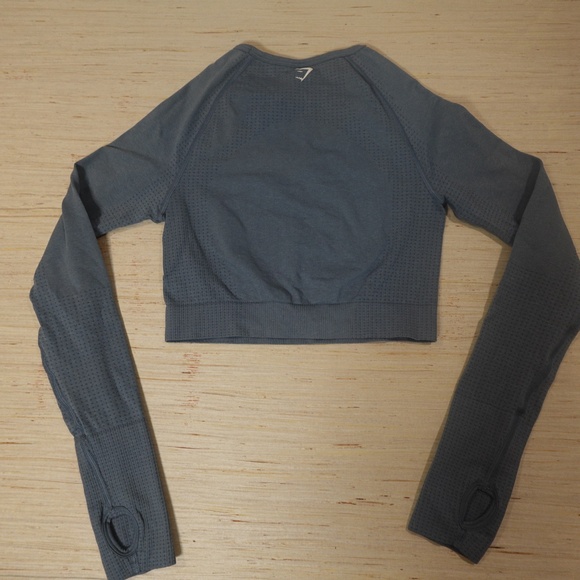 Gymshark Vital Seamless Long Sleeve Crop Top – Slate Blue, Size Small - Picture 4 of 4